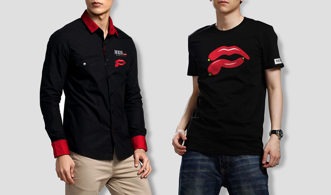 辣妮族VI设计之餐厅服装黑色T恤设计