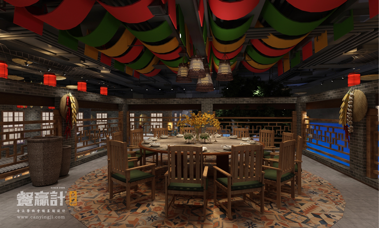 湘菜餐饮连锁品牌外婆的灶屋餐厅吊顶设计