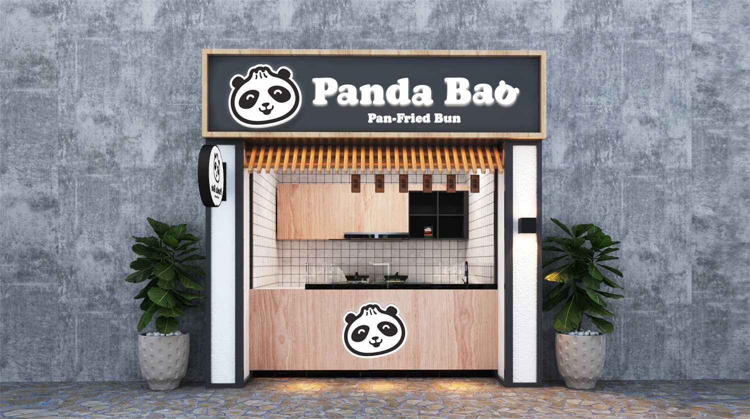 Panda Bao国外水煎包连锁餐饮品牌店面空间设计