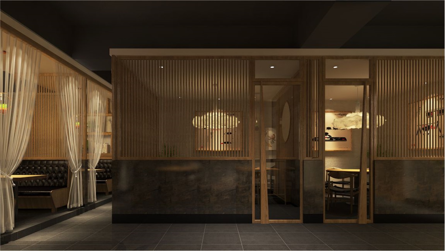 新中式餐厅空间隔断设计
